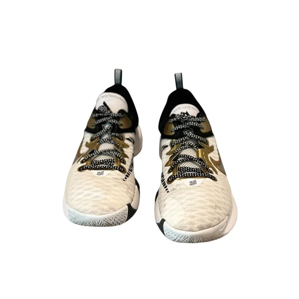 Nike Giannis Immortality Championship White Black Metallic Gold Men’s Size 10